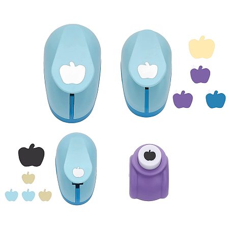 CHGCRAFT 4 Size Mini Paper Craft Punch Apple Punch Scrapbook Paper Punchers Apple Shape Hole Punch for Festival Papers Greeting Card Weddings Gift Wrapping, 9-24mm Length