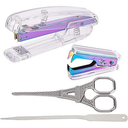 NBEADS Office Stapler Sets, Include 1Pc Stainless Steel Staple Remove, 1Pc Scissors, 1Pc Envelope Opener and 1Pc Office Stapler for Home Desk Office Stationery Supplies