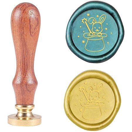 PandaHall Elite Rabbit Sealing Wax Stamps, Retro Animal Stamp Wax Seal 25mm Removable Brass Heads for Easter Party Invitations, Wine Packages, Gift Wrapping, Greeting Cards