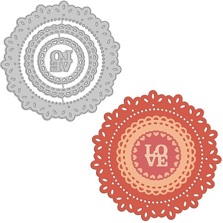 GLOBLELAND Lace Circle Love Heart Metal Cutting Dies Die Cuts for DIY Scrapbooking Easter Birthday Mother's Day Valentine's Day Cards Making Album Envelope Decoration,Matte Platinum