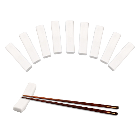 CHGCRAFT 10Pcs Ceramics Chopsticks Rests Spoon Stand Fork Holder for Dinning Decoration, White