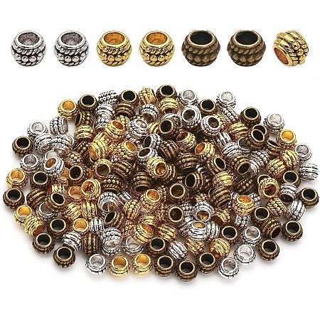 CHGCRAFT 180Pcs 3Colors Large Hole Tibetan Spacer Beads 8mm Rondelle European Beads Column Loose Beads Jewelry Beads Spacers for Bracelet DIY Jewelry Making, Hole 4.5mm