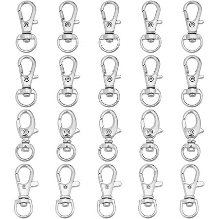 SUPERFINDINGS 48pcs 4 Sizes Swivel Clasps Lanyard Snap Hook Metal Hooks Keychain Hooks Lobster Clasps for Lanyard Key Rings Crafting Supplies