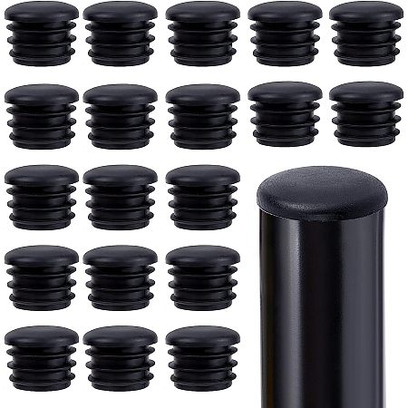 GORGECRAFT 20 Pieces 1In Round Plastic Plugs Black End Caps Plug Pipe Tubing End Cap Chair Leg Inserts for Metal Legs Fences Glide Protection from Chair Legs and Furniture, Column
