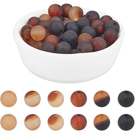 Arricraft About 48 Pcs Frosted Natural Stone Beads 8mm, Natural Agate Round Beads, Gemstone Loose Beads for Bracelet Necklace Jewelry Making (Hole: 1mm)