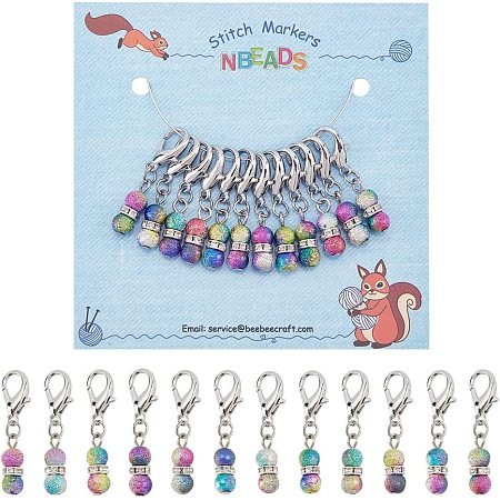 NBEADS 24 Pcs Beaded Stitch Markers, Acrylic Beaded Crochet Stitch Marker Charms Removable Lobster Clasp Locking Stitch Marker for Knitting Weaving Sewing Accessories Quilting Handmade Jewelry