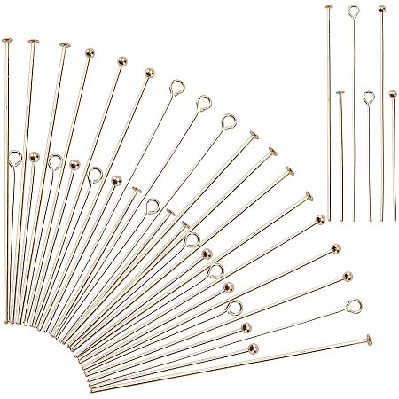 PandaHall Elite 120pcs Jewelry Making Pin Kit, 6 Style 1 2 Inch Real 18K Gold Plated Brass Eye Pins Flat Head Pins Ball Head Pins for Necklace Bracelets Earring Dangle Charm Findings Making, 20 25 Gauge