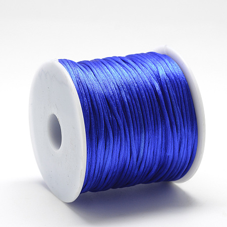 Honeyhandy Nylon Thread, Rattail Satin Cord, Blue, about 1mm, about 76.55 yards(70m)/roll