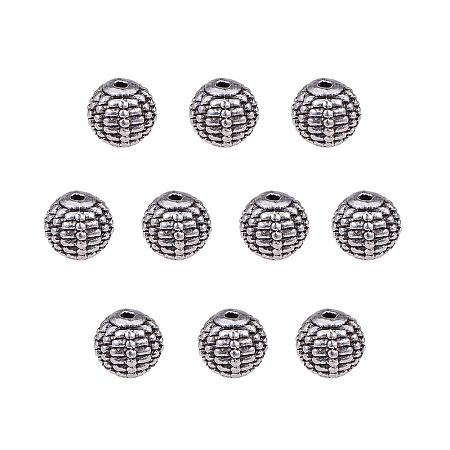 PandaHall Elite 60pcs Round Spacer Beads Tibetan Alloy Antique Silver Lantern Metal Spacers for Bracelet Necklace DIY Jewelry Making, 9mm, Hole:2mm