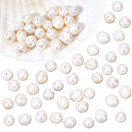 NBEADS 1 Strands about 41 Pcs 8~9mm Natural Cultured Freshwater Pearl Beads, Grade A White Pearl Strands Potato Shape Pearl Loose Freshwater Pearl Beads For Craft Jewelry Making, Hole: 1mm