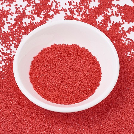 MIYUKI Delica Beads, Cylinder, Japanese Seed Beads, 11/0, (DB0727) Opaque Vermillion Red, 1.3x1.6mm, Hole: 0.8mm, about 2000pcs/bottle, 10g/bottle