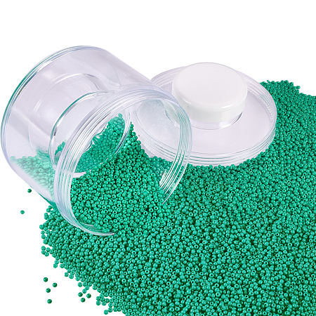 PandaHall Elite About 10000 Pcs 12/0 Glass Seed Beads Opaque MediumgGreen Round Pony Bead Mini Spacer Beads Diameter 2mm with Container Box for Jewelry Making