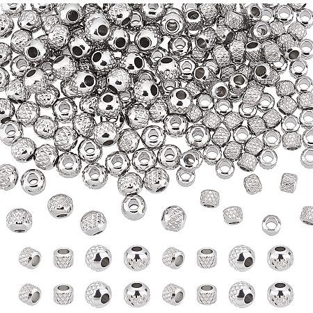 DICOSMETIC 200pcs 2 Styles 3mm/4mm Rondelle Spacer Beads Stainless Steel Round Beads Jewelry Loose Beads Metal Stopper Beads for Jewelry Making, Hole: 1.5mm/1.7mm