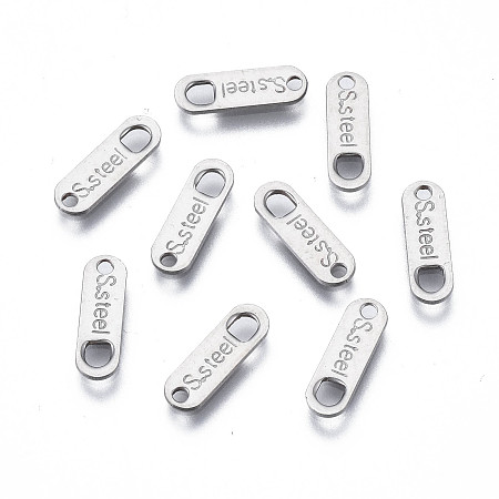Arricraft 201 Stainless Steel Chain Tags, Stamping Blank Tag, Chain Extender Connectors, Oval with Word S.Steel, Stainless Steel Color, 11x3.5x0.5mm, Hole: 1.2mm & 2mm