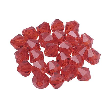 ARRICRAFT 50pcs Imitation Austrian Crystal Glass Beads Faceted Round Bicone Clear Grade AAA Beads for Jewelry Craft Making 6mm Hole: 1mm Red
