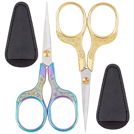 SUNNYCLUE 4Pcs 3 Style 3cr13 Stainless Steel Scissors, with Zinc Alloy Handle, for Children, Mixed Color, Scissors: 12.7x5.85x0.45cm