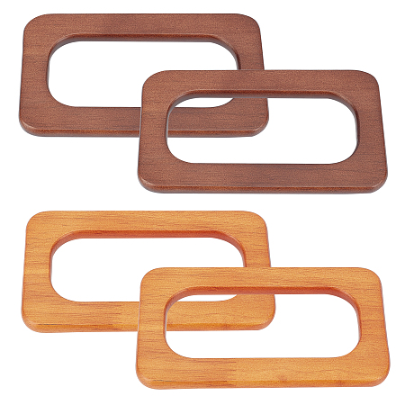 CHGCRAFT 4Pcs 2 Colors Wooden Bag Handle, for Bag Replacement Accessories, Rectangle, BurlyWood, 9.5x16.5cm, 2pcs/color