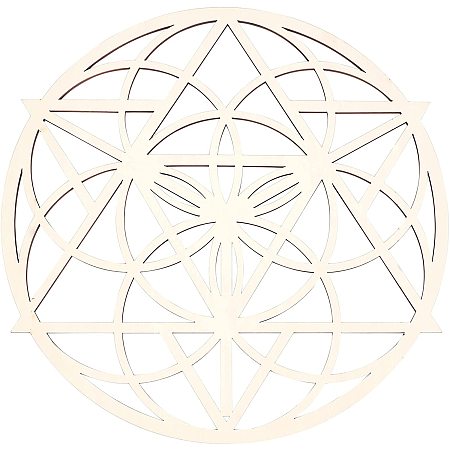 GLOBLELAND 12Inch Wooden Flower of Life Sacred Geometry Wall Art Wood Wall Decor, Crystal Grid Home Meditation Wall Sculpture for Home