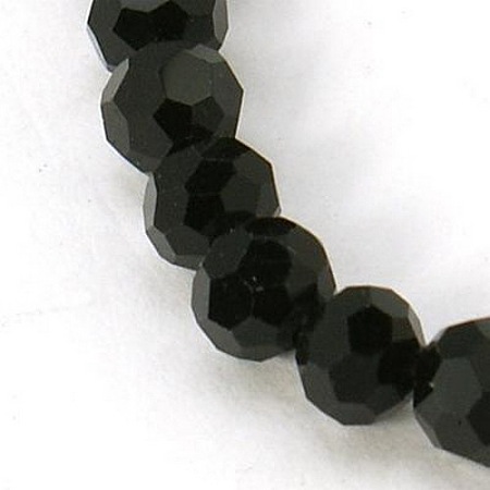 Honeyhandy Faceted Glass Round Beads Strands, Black, about 4mm in diameter, about 100pcs/strand, hole: about 0.5mm, 14 inch