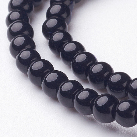 Arricraft Black Glass Round Beads Strands, Size: about 3mm in diameter, hole: 1mm, about 110pcs/strand, 13 inches