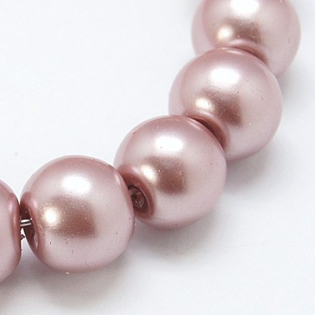 Honeyhandy Glass Pearl Beads Strands, Pearlized, Round, Rosy Brown, Size: about 3mm in diameter, hole: 1mm, about 220~230pcs/str