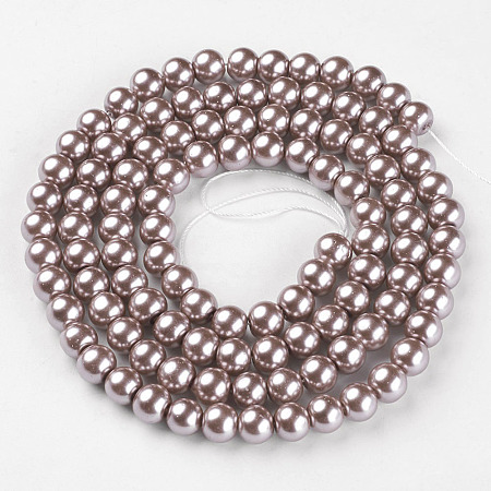 Arricraft Glass Pearl Beads Strands, Pearlized, Round, Thistle, 8mm, Hole: 1mm, about 105pcs/strand, 32 inches