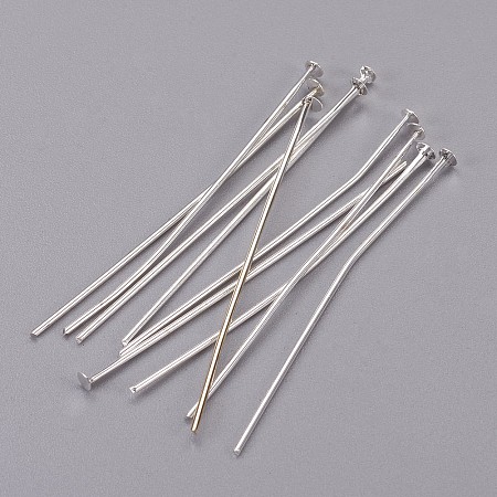 Honeyhandy Jewelry Findings, Cadmium Free & Lead Free, Iron Flat Head Pins, Silver, 45x0.75~0.8mm, 20 Gauge, about 510pcs/100g, Head: 2mm