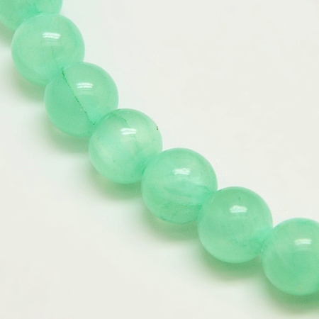 Honeyhandy Dyed Natural Green Jade Beads Strands, Round, Turquoise, 6mm, Hole: 1.2mm, about 63pcs/strand, 15.74 inch