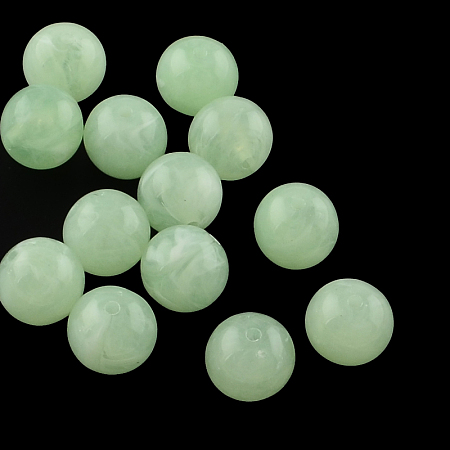 Honeyhandy Round Imitation Gemstone Acrylic Beads, Aquamarine, 8mm, Hole: 2mm
