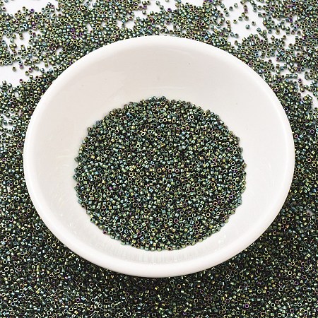 MIYUKI® Delica Beads, Japanese Seed Beads, 11/0, (DB0027) Metallic Dark Green Iris, 1.3x1.6mm, Hole: 0.8mm; about 2000pcs/10g