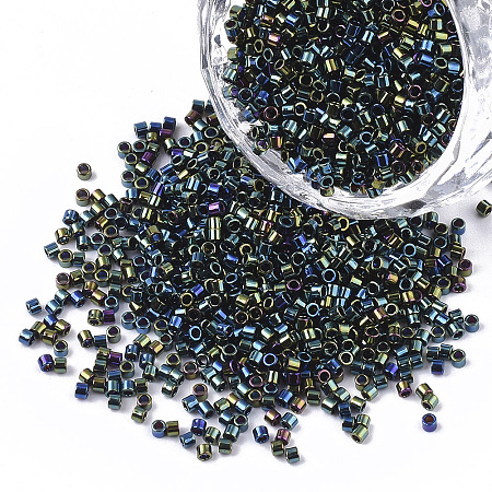 Honeyhandy 11/0 Grade A Glass Seed Beads, Cylinder, Uniform Seed Bead Size, Metallic Colours, Colorful, 1.5x1mm, Hole: 0.5mm, about 2000pcs/10g