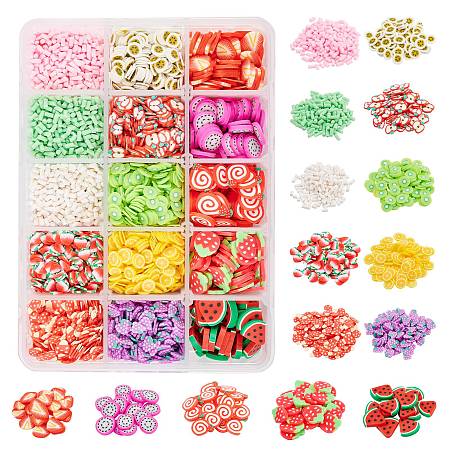 Handmade Polymer Clay Cabochons & Sprinkle Beads, Mixed Color, 150g/box