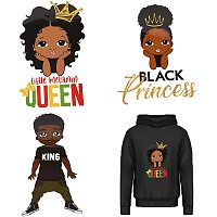 CREATCABIN 3pcs Black Girl Iron On Stickers Set Heat Transfer Patches Clothing Design Washable Heat Transfer Stickers Decals for Clothes T-Shirt Jackets Hat Jeans Bags DIY Decorations