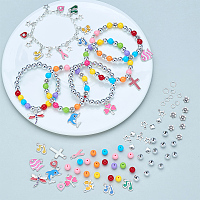 SUNNYCLUE 1 Set 240+ pcs Beaded Charm Bracelet Craft Kits for Kids Adults Children DIY Jewelry Making to Design and Wear - Make 7 Charm Bracelet