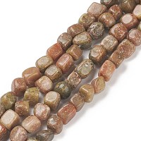 Natural Unakite Beads Strands, Tumbled Stone, Nuggets, 7~11x7~9x5~7mm, Hole: 1mm, about 45pcs/strand, 15.35''(39cm)