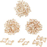 PandaHall Elite 96pcs 3 Style Iron Rhinestone Charms Pendant for Bracelet Necklace Earring Jewelry Making, Light Gold