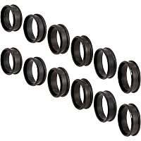 UNICRAFTALE 12pcs Size 7/8/9/10/11/12 Black Grooved Finger Ring Settings Stainless Steel Ring Core Blank Rings for Inlay Ring Jewelry Making