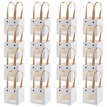 BENECREAT 16Pack Transparent Window White Kraft Paper Bags, 7.9x4x4inch Smile Gift Bag with Handles for Birthday, Wedding, Party, Anniversary