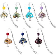 CHGCRAFT 7Pcs 7 Colors Metal Bookmark with Gemstone Tree Pendant Metal Bookmarks Reading Accessories for Friend Teachers Student Bookworm Gift