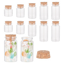 GOMAKERER 10Pcs 5 Styles Empty Glass Bottle, with Cork Stopper, Wishing Bottles, Column, Clear, 4.35~8.5cm, 2pcs/style