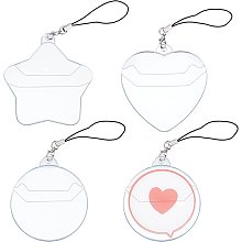 OLYCRAFT 30pcs Plastic Badge Holders Pinback Button Badges Protector Transparent Badge Cover 3 Style Round Heart Star Plastic Badge Protector with Nylon Cord Storage Bag for Card Badge