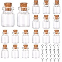 SUNNYCLUE 20pcs Cube Shape Tiny Bottle Charms Clear Glass Mini Wish Bottles Small Potion Bottles with Cork Stopper & 20pcs Eye Pin Peg Bails for Home Party Decor Crafts DIY Jewellery Making