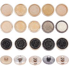 OLYCRAFT 120Pcs 15 Styles Flat Round Buttons 1-Hole Buttons with Rose Pattern Plastic Buttons with Gold Foil Sewing Buttons for Sewing Clothing Accessories DIY Crafting Projects Decorations