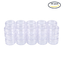 BENECREAT 30 Pack 1.47"x0.78" (10ml) Empty Clear Plastic Bead Storage Container jar with Rounded Screw-Top Lids for Beads, Nail Art, Glitter, Make Up, Cosmetics and Travel Cream