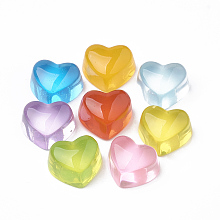 Honeyhandy Transparent Resin Cabochons, Heart, Mixed Color, 14x16x10mm