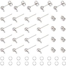 UNICRAFTALE 200Pcs 304 Stainless Steel Ball Post Stud Earring Findings Round Hoop Earring Pin 200 pcs Open Jump Rings Hypoallergenic Metal Post Earring Finding for Jewelry Earring Making