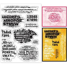 GLOBLELAND Faded Artistic Text Clear Stamps Alphabets Greeting Letters Background Silicone Clear Stamp Seals for Cards Making DIY Scrapbooking Photo Journal Album Decoration