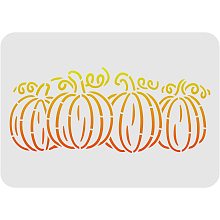 FINGERINSPIRE Pumpkin Stencils Decoration Template 11.6x8.3 inch Plastic Four Pumpkins Drawing Painting Stencils Rectangle Reusable Stencils for Create DIY Pumpkin Crafts and Decor