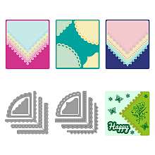 GLOBLELAND 2 Styles Corner Flowers Die Cuts Embossing Lace Cutting Dies for DIY Scrapbooking Paper Craft Triangle Carbon Steel Cutting Dies Stencils for Corner Decoration Card Making