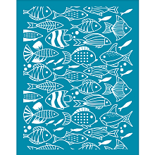 OLYCRAFT 4x5 Inch Fish Theme Clay Stencil Tropical Fish Silk Screen for Polymer Clay Sea Fish Silk Screen Stencils Mesh Transfer Stencils for Polymer Clay Jewelry Making